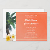 Tropischer Palmenbaum und Plumeria Einladung (Vorne/Hinten)