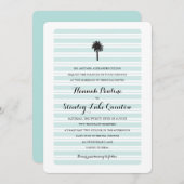 Tropischer Palmenbaum und Streifen| Hochzeit Einladung (Vorne/Hinten)