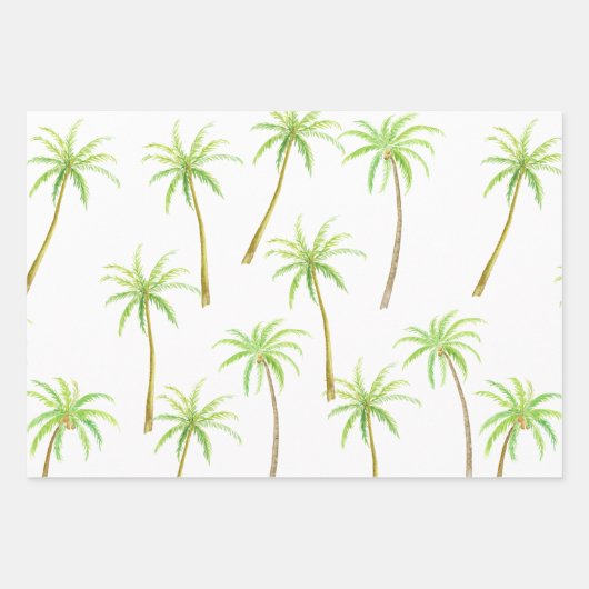 Tropischer Palmenbaum Wasserfarbenblauer Ober Geschenkpapier Set (Vorderseite 3)