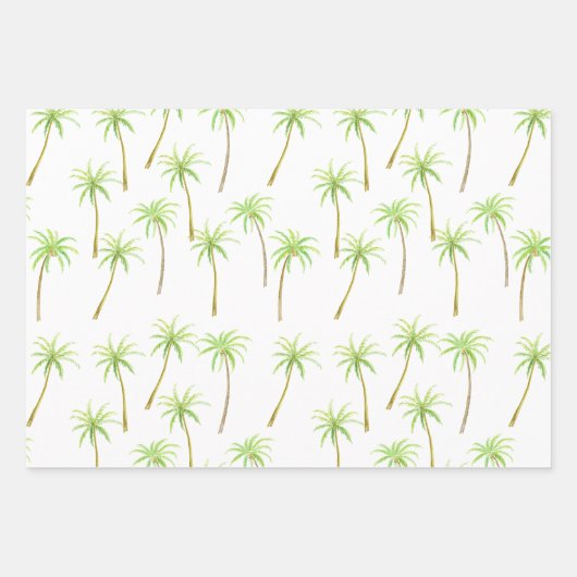 Tropischer Palmenbaum Wasserfarbenblauer Ober Geschenkpapier Set (Vorderseite 2)