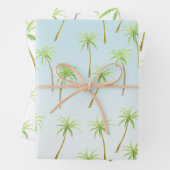 Tropischer Palmenbaum Wasserfarbenblauer Ober Geschenkpapier Set (Beispiel)