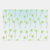 Tropischer Palmenbaum Wasserfarbenblauer Ober Geschenkpapier Set (Vorderseite)