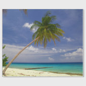 Tropischer Palmenbaum weißer Sandstrand Geschenkpapier (Flach)