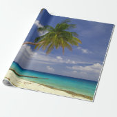 Tropischer Palmenbaum weißer Sandstrand Geschenkpapier (Ungerollt)