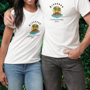 Tropischer Palmenkreuzfahrt Teal Personalisieren T-Shirt
