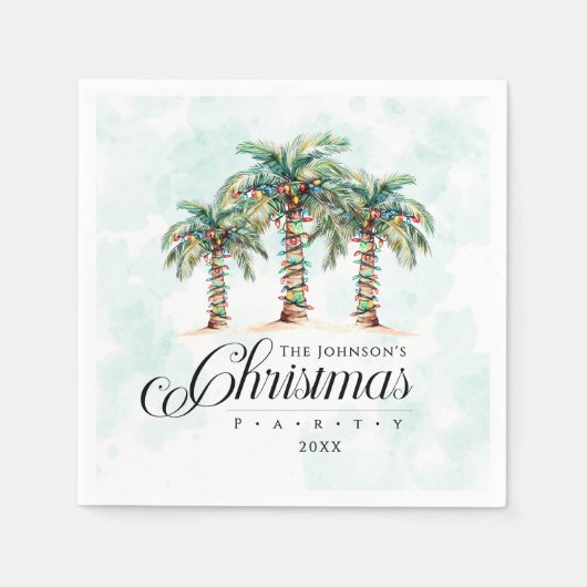 Tropischer Palmenstrand Weihnachten Serviette (Vorderseite)