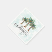 Tropischer Palmenstrand Weihnachten Serviette (Ecke)