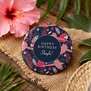 Tropischer Papagei Alles Gute zum Geburtstag Sheyl Button