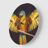 Tropischer Papagei auf einer Perle Große Wanduhr (Winkel)