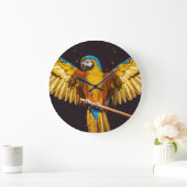 Tropischer Papagei auf einer Perle Große Wanduhr (Zuhause)