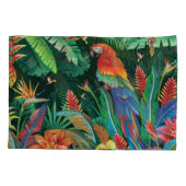 Tropischer Papagei: Exotischer Blumenhintergrund. Kissenbezug (Rückseite)