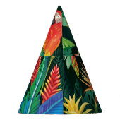 Tropischer Papagei: Exotischer Blumenhintergrund. Partyhütchen (Rückseite)