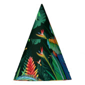Tropischer Papagei: Exotischer Blumenhintergrund. Partyhütchen (Vorderseite)