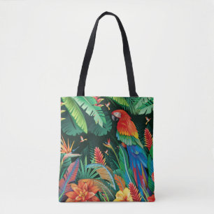 Tropischer Papagei: Exotischer Blumenhintergrund. Tasche