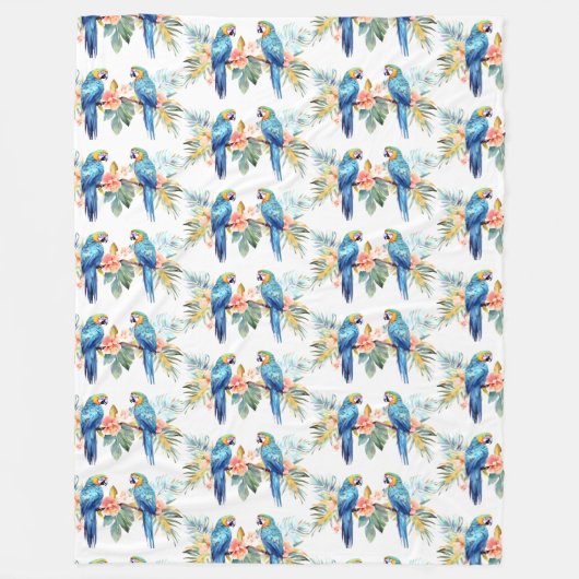 Tropischer Papagei Fleecedecke (Vorderseite)