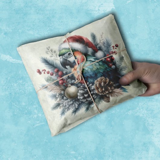 Tropischer Papagei-Frohe Festtage Weihnachten Seidenpapier
