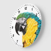 Tropischer Papagei Große Wanduhr (Winkel)