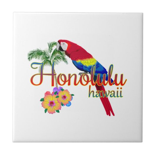 Tropischer Papagei Honolulus Hawaii Fliese (Vorderseite)