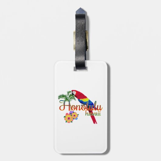 Tropischer Papagei Honolulus Hawaii Gepäckanhänger (Rückseite vertikal)