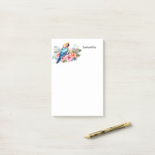 Tropischer Papagei Personalisiert Post-it Klebezettel (Auf Schreibtisch)