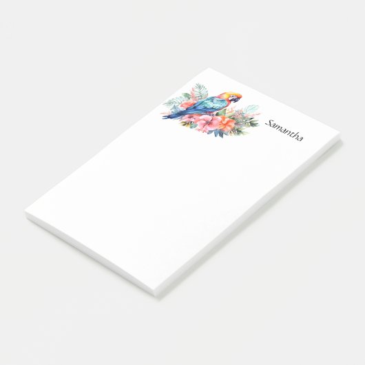 Tropischer Papagei Personalisiert Post-it Klebezettel (angewinkelt)