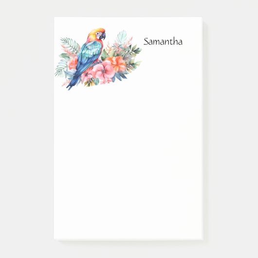 Tropischer Papagei Personalisiert Post-it Klebezettel (Vorderseite)
