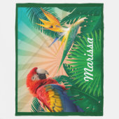 Tropischer Papagei Personalisierter Name oder Zita Fleecedecke (Vorderseite)