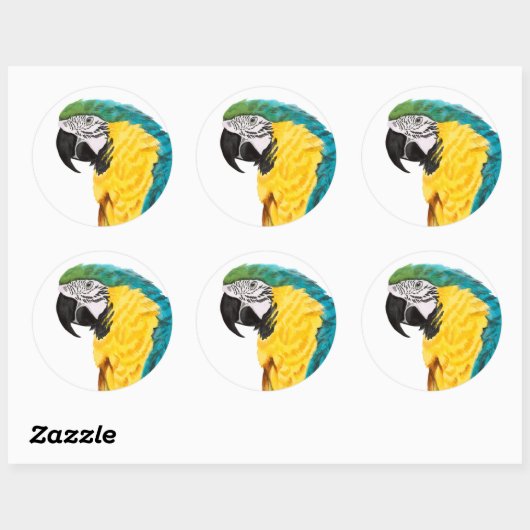 Tropischer Papagei Runder Aufkleber (Blatt)