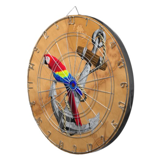 Tropischer Papagei und Anker Dartscheibe (Vorderseite rechts)