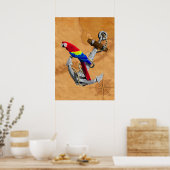 Tropischer Papagei und Anker Poster (Küche)