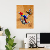 Tropischer Papagei und Anker Poster (Heimbüro)