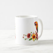 Tropischer Papagei und Blumen  Kaffeetasse (VorderseiteRechts)