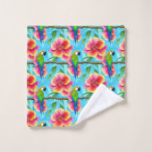 Tropischer Papagei und Muster der Blume Badhandtuch Set (Waschlappen)