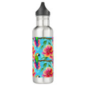 Tropischer Papagei und Muster der Blume Edelstahlflasche (Links)