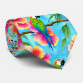 Tropischer Papagei und Muster der Blume Krawatte (Gerollt)