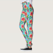 Tropischer Papagei und Muster der Blume Leggings (Links)