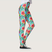 Tropischer Papagei und Muster der Blume Leggings (Rechts)