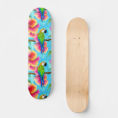 Tropischer Papagei und Muster der Blume Skateboard (Vorderseite)