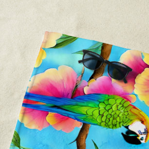 Tropischer Papagei und Muster der Blume Strandtuch