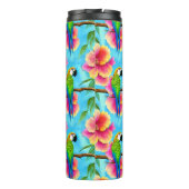 Tropischer Papagei und Muster der Blume Thermosbecher (Rückseite)