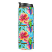 Tropischer Papagei und Muster der Blume Thermosbecher (Nach rechts gedreht)