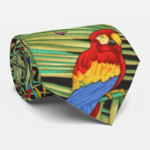 Tropischer Papagei und rosa Flamingo Krawatte für  (Gerollt)