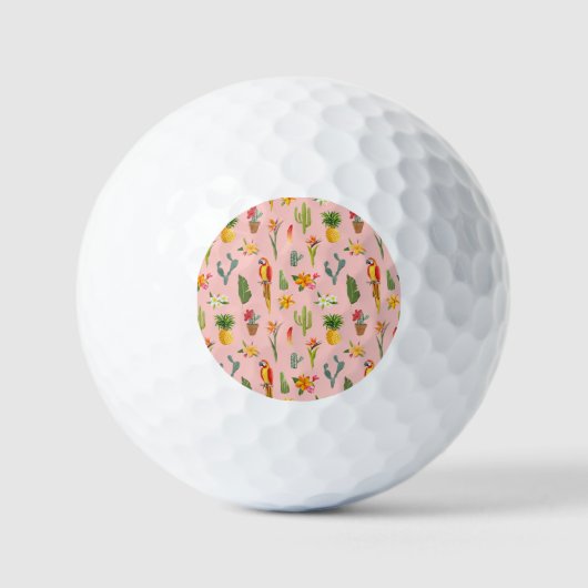 Tropischer Papagei, Vintages Muster. Golfball (Vorderseite)