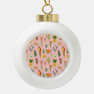 Tropischer Papagei, Vintages Muster. Keramik Kugel-Ornament