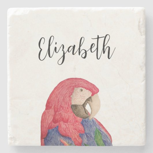 Tropischer Papagei Zeichne farbenfrohe Macaie Steinuntersetzer (Vorderseite)