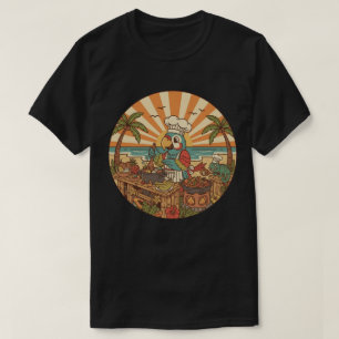 Tropischer Papageien-Koch - Retro-Strand-Grillpart T-Shirt
