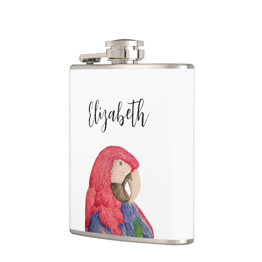 Tropischer Papageienbäumchen Zeichnend Flachmann (Links)