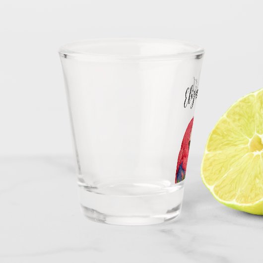 Tropischer Papageienbäumchen Zeichnend Schnapsglas (Links)