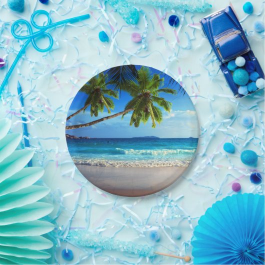 Tropischer Paradies-Strand Pappteller (Party)