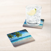 Tropischer Paradies-Strand Rechteckiger Pappuntersetzer (Vor Ort)